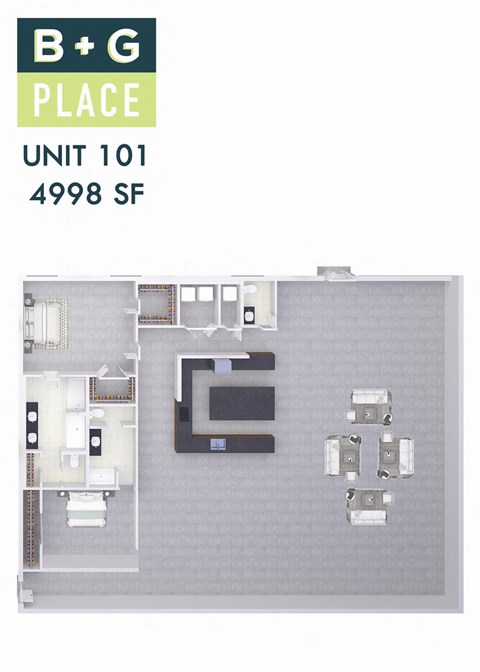 A floor plan of a B+G Place apartment unit.