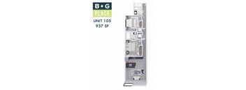 A floor plan of a B+G Place apartment unit.