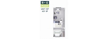 A floor plan of a B+G Place apartment unit.