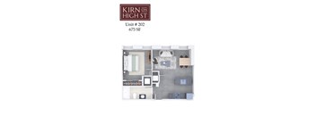 Kirn on high st floor plan of unit 202.