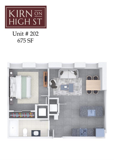 Kirn on high st floor plan of unit 202.