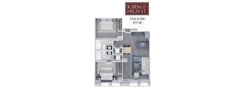 Kirn on high st floor plan of unit 206.