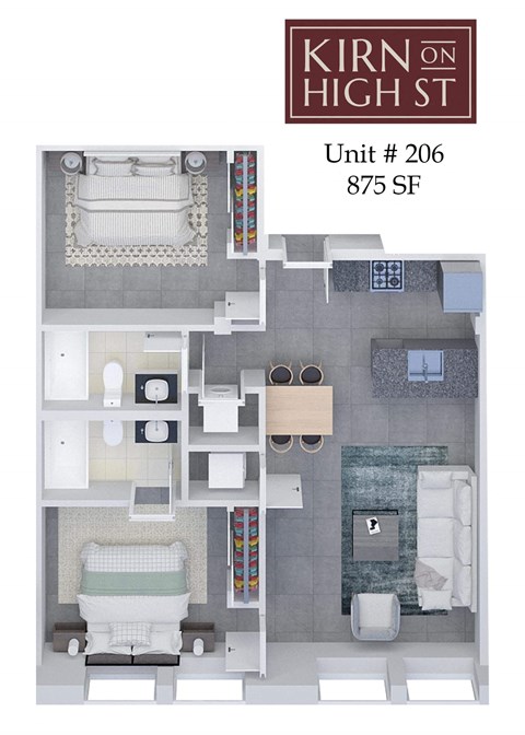 Kirn on high st floor plan of unit 206.