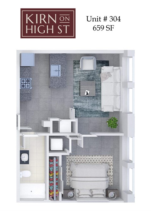 Kirn on high street floor plan of unit 304.