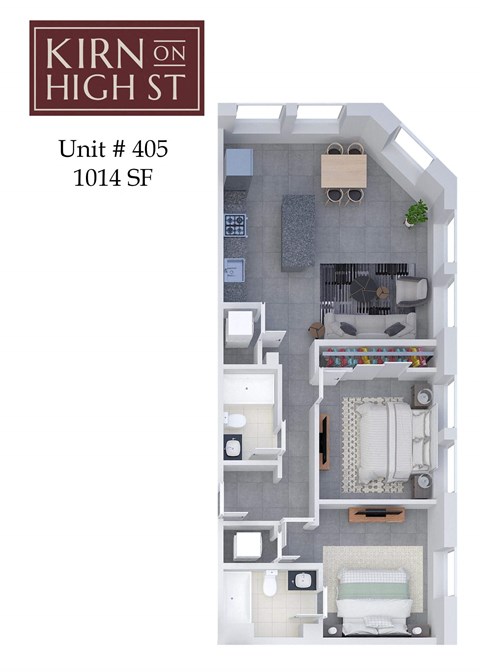 Kirn on high street floor plan of apartment 405.