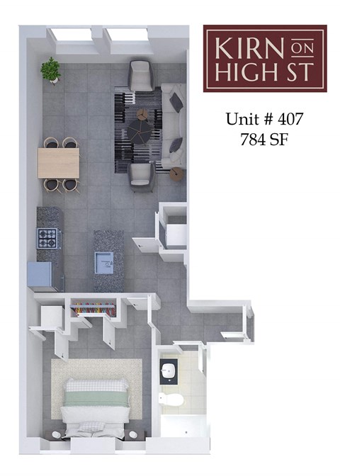 Kirn on high st floor plan for unit #407.