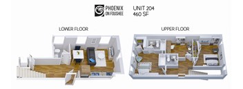 A diagram shows the layout of a two-story apartment.
