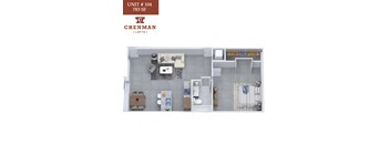 A floor plan of a unit at Chenman apartments.