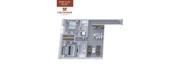 A floor plan of a Chenman unit shows a bedroom, bathroom, and living area.