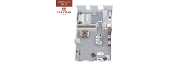 A 310 unit apartment in Chenman Lofts is 809 square feet.