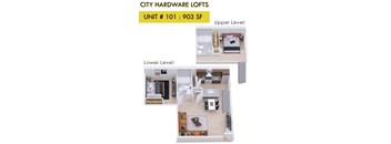 A diagram shows the layout of a city hardware lofts apartment.