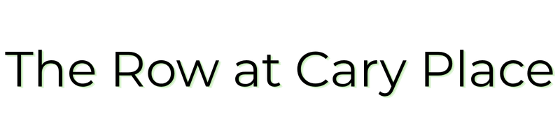 The text "The Row at Cary Place" is displayed in a neon green font on a black background.