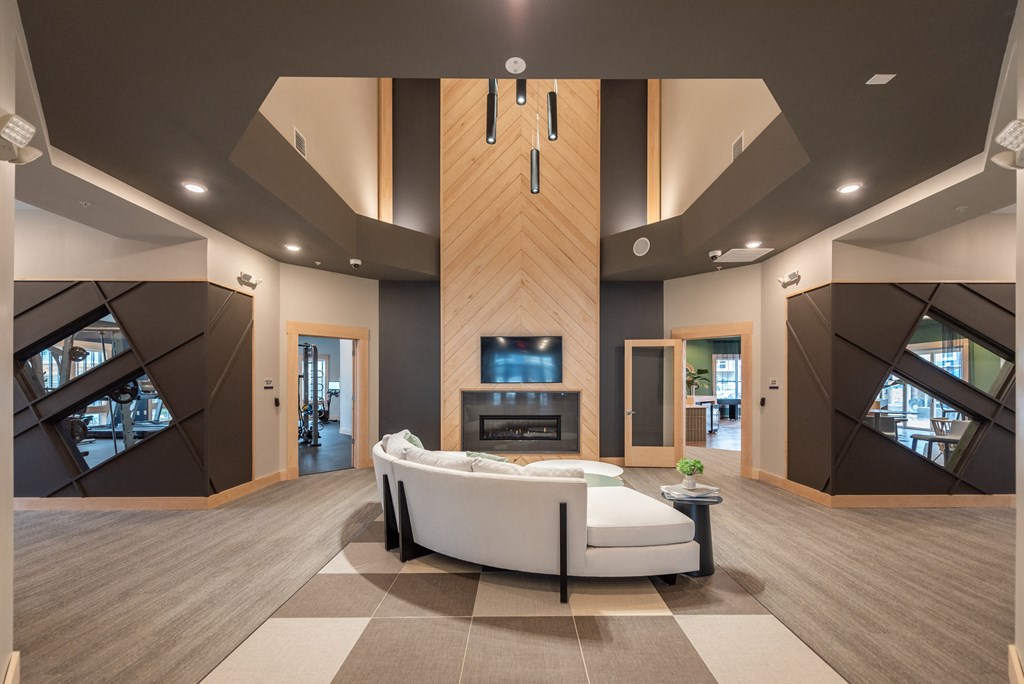 a view of the living room from the entrance to the lobby