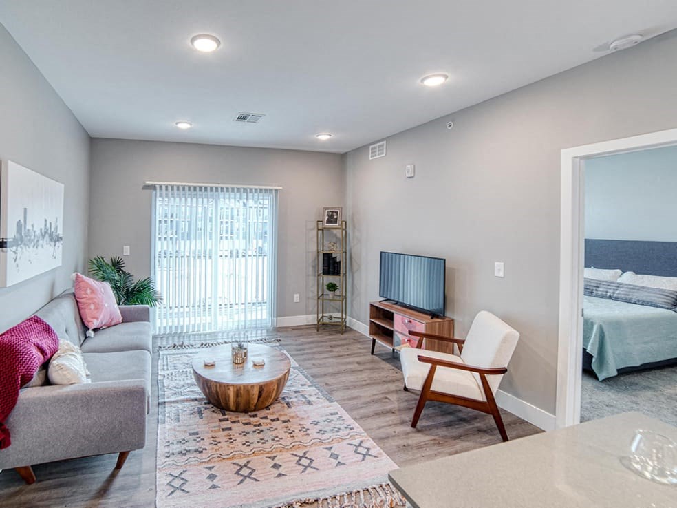 Living room with patio view