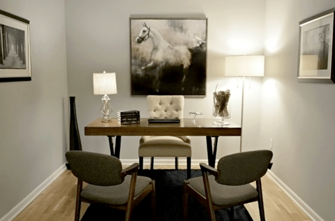 Desk and chair at Hillside Club Apartments, New Jersey