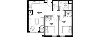 schematic drawing of the floor plan of a house