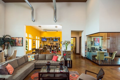 Clubhouse living room Clubhouse living room at The Millennium Towne Center Apartments, Baton Rouge, Louisiana