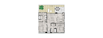 2 bed 2 bath floor plan at Olive Queen Creek Apartments, Arizona