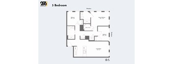 A floor plan of a 3 Bedroom apartment.