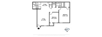 a floor plan of a house with a bedroom and a living room