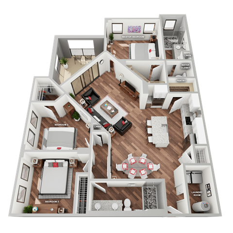 3A Floor Plan at Magnolia Square, Naples, FL, 34109