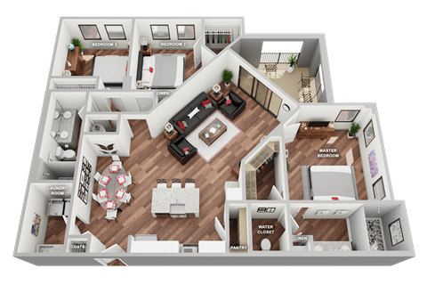 1C Floor Plan at Magnolia Square, Florida, 34109