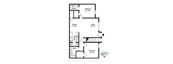 a floor plan of a house with a bedroom and a living room