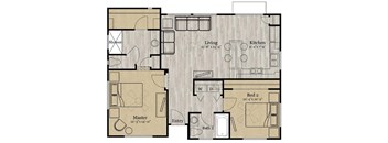 Two bedroom floor plan