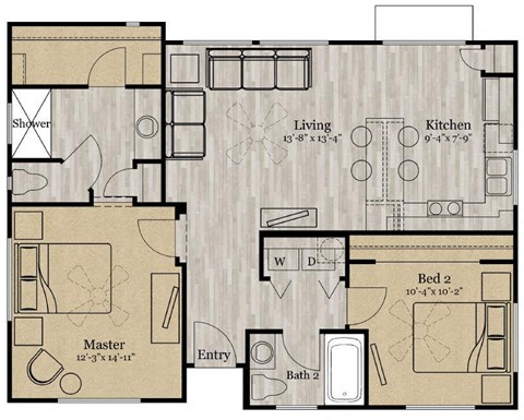 Two bedroom floor plan