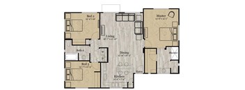 Three bedroom floor plan