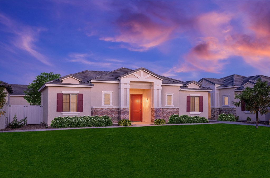 a house with a lawn in front of it