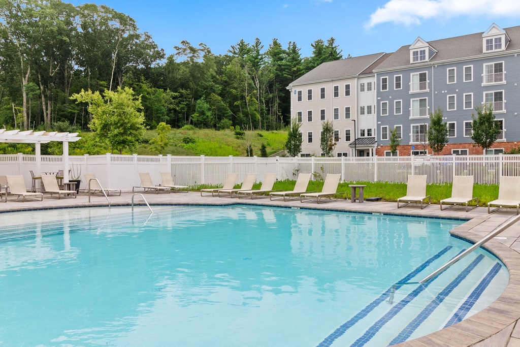 our apartments showcase an outdoor pool at Cirrus Apartments, Ashland, Massachusetts