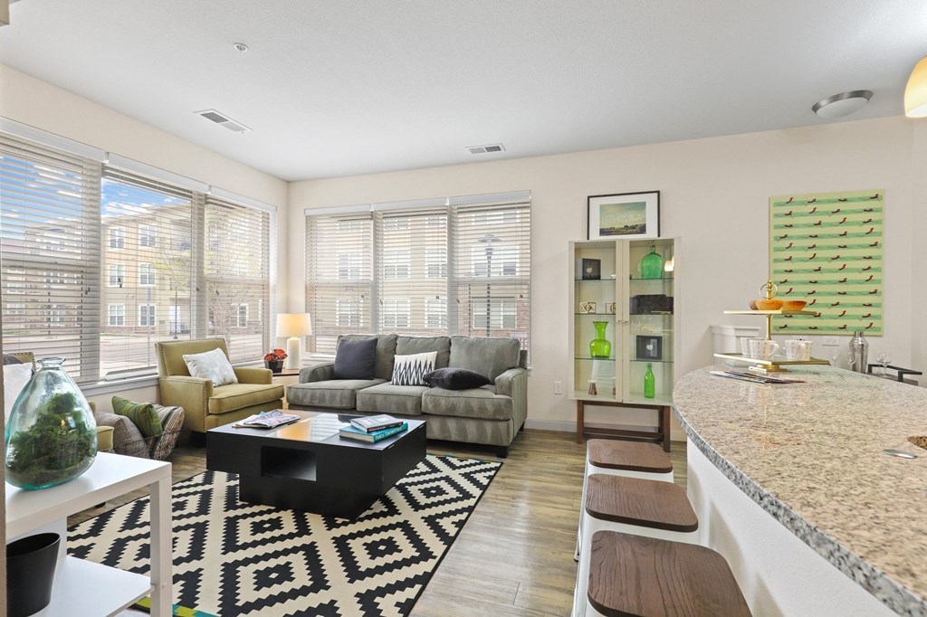 a living room with a couch and a coffee table
