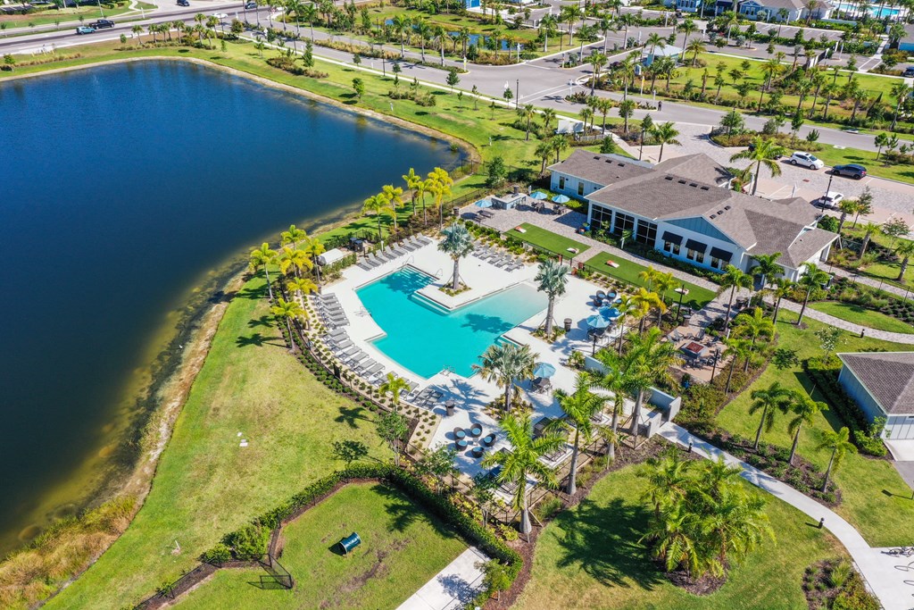 an aerial view of the pool at the resort at longboat key club at Artesia at Lakewood Ranch Apartments, Bradenton