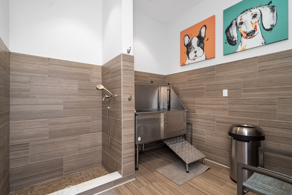 Dog washing station and shower at Artesia at Lakewood Ranch Apartments, Florida