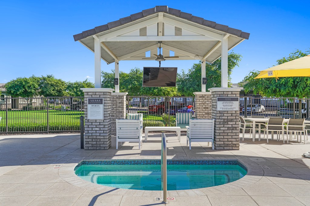 the pool and gazebo at Sienna at South Mountain Apartments, Laveen, AZ