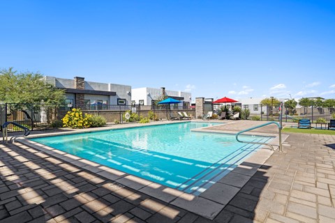 the swimming pool at our apartments at Olive Queen Creek Apartments, Queen Creek, Arizona