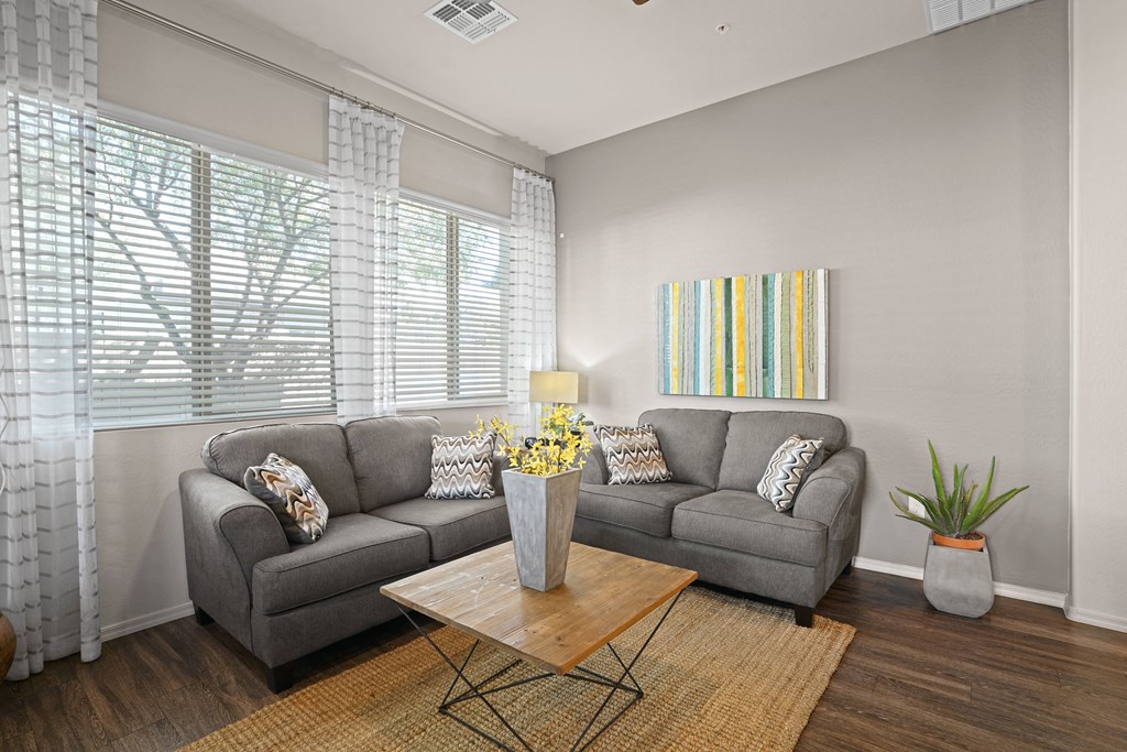 a living room with a couch and a coffee table