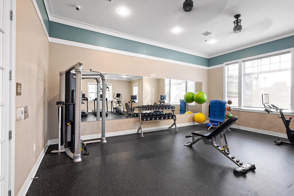 Gym equipment at The Landing Apartment , Hazlet, New Jersey