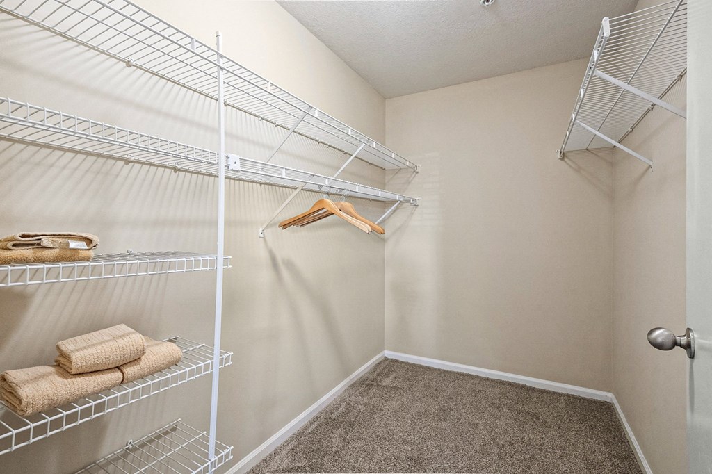 the spacious closets in our 2400 2400 walk in closet amenities include a mirrored closet at 150 Summit, Birmingham, Alabama
