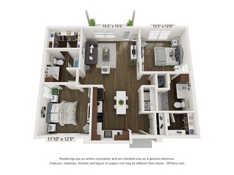 2 Bedroom floorplan at Estia at Lakewood Ranch, Bradenton, Florida