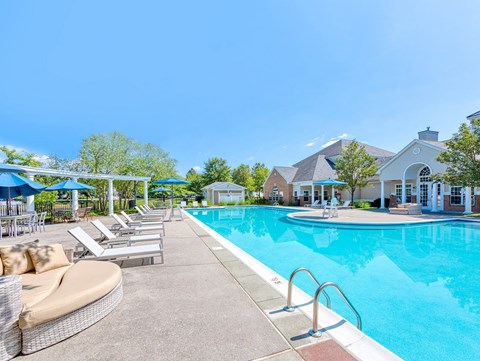 Swimming pool with large sun deck at The Mercer at Lawrence Station, New Jersey, 08648