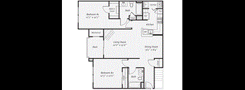 2 Bedroom floorplan at The Mercer at Lawrence Station, Lawrence Township, 08648