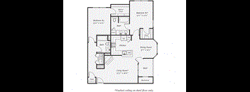 2 Bedroom floorplan at The Mercer at Lawrence Station, Lawrence Township, New Jersey
