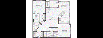 2 Bedroom floorplan at The Mercer at Lawrence Station, Lawrence Township