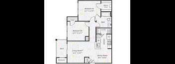 2 Bedroom floorplan at The Mercer at Lawrence Station, New Jersey, 08648