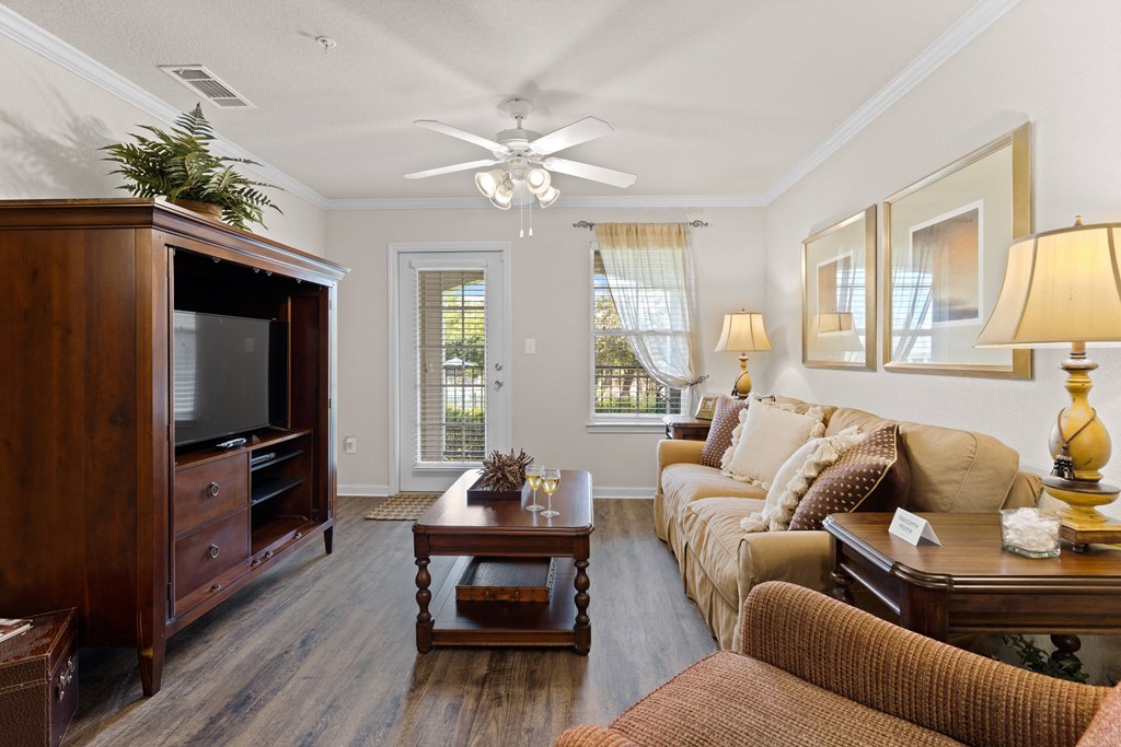 a living room with a couch and a coffee table