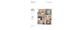 A layout of a bedroom with a bed, a desk, a chair, a couch, a shelf, and a potted plant.