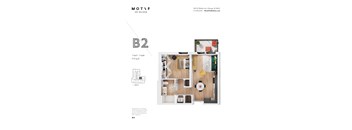 A floor plan of a 1 bedroom apartment with a bathroom and kitchen.