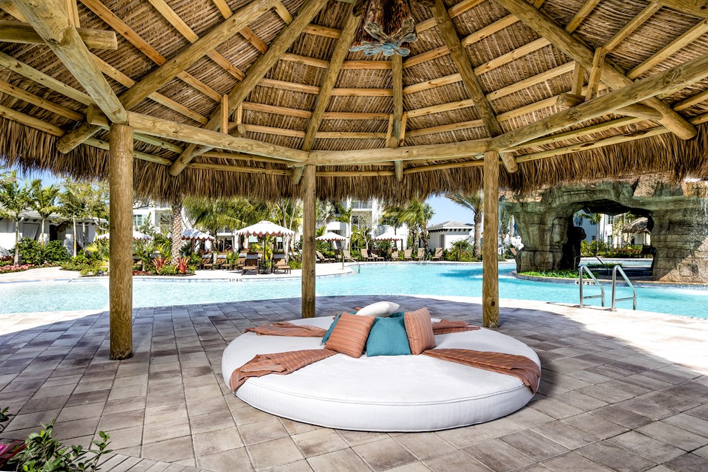 Poolside Relaxing Area at The Lotus at Village Walk, Fort Myers, FL